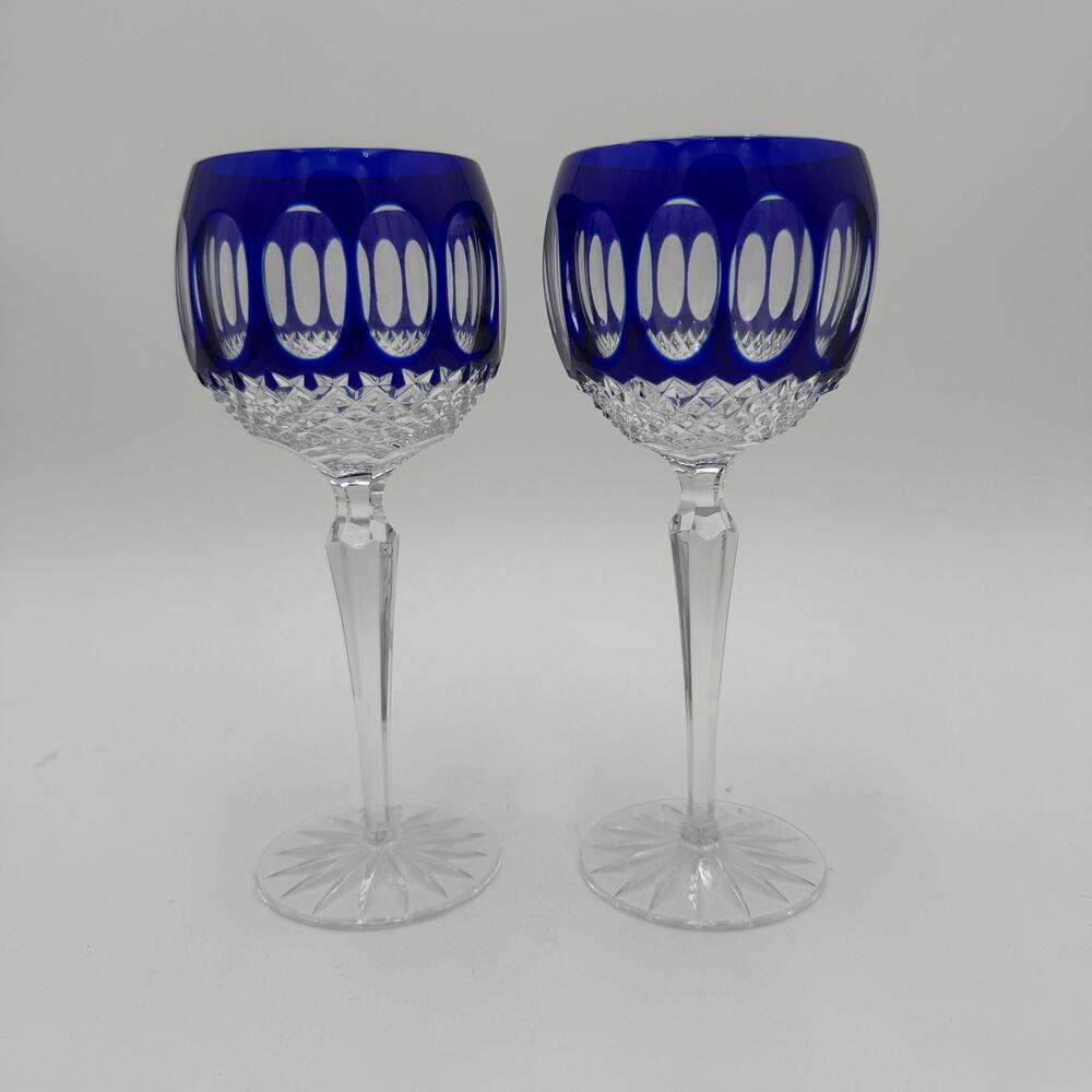 Vintage Godinger Edinburgh Blue Hock Wine Glasses, Stemware, set of 2